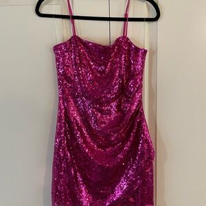 Altar’d State Hot Pink Sparkly Sequin Dress Size M